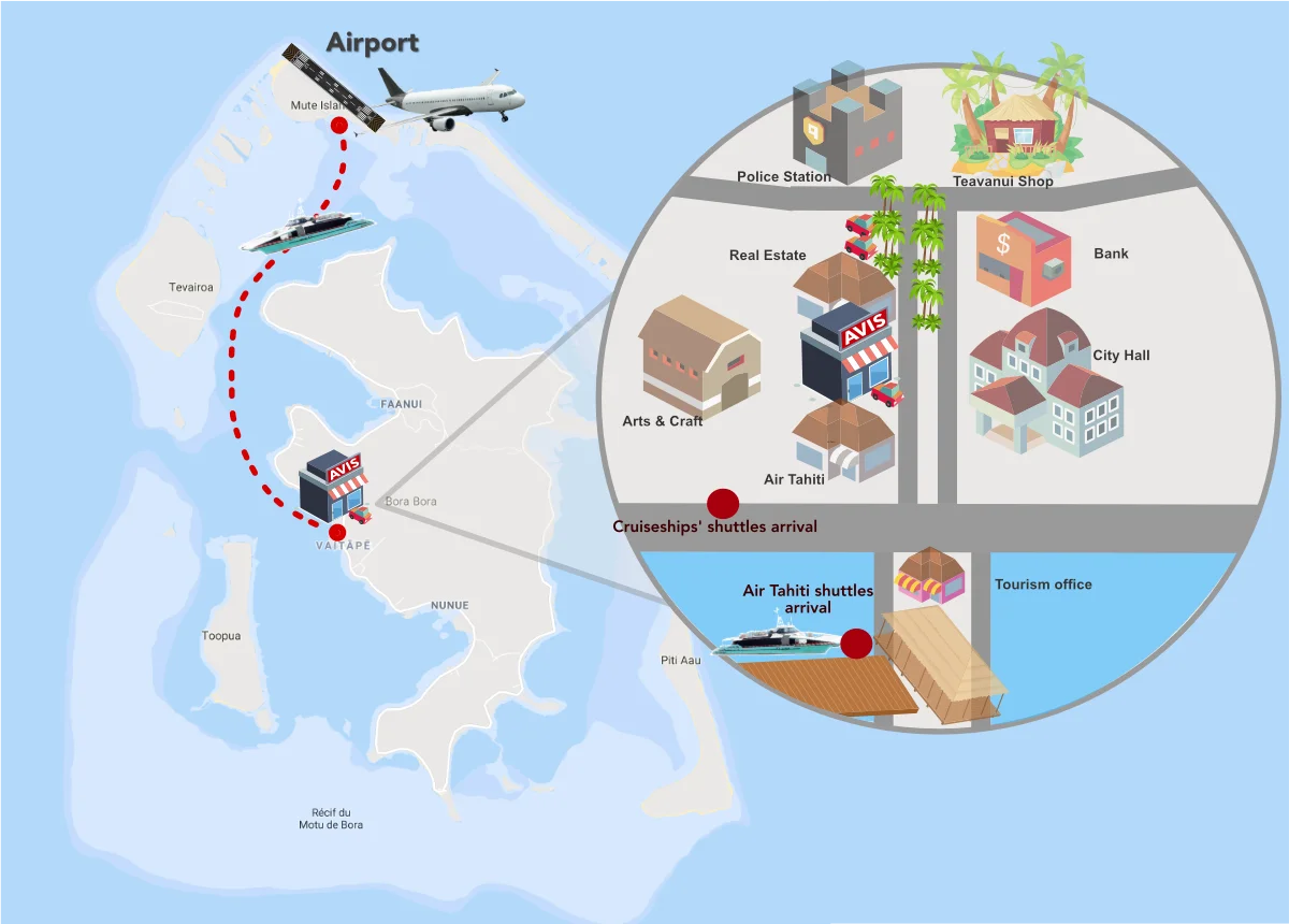 Map of Vaitape — Avis Bora Bora agency