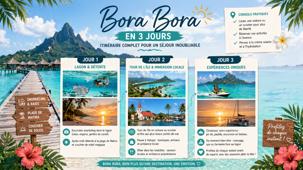 Bora Bora en 3 jours : itinéraire complet pour un séjour inoubliable